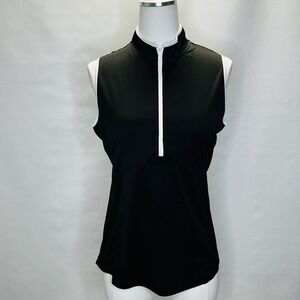 FJ Foot Joy Women’s Sleeveless Shirt Medium Black White Half Zip Golf Top NEW